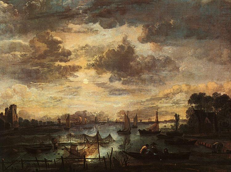 Aert van der Neer River Scene with Fishermen china oil painting image